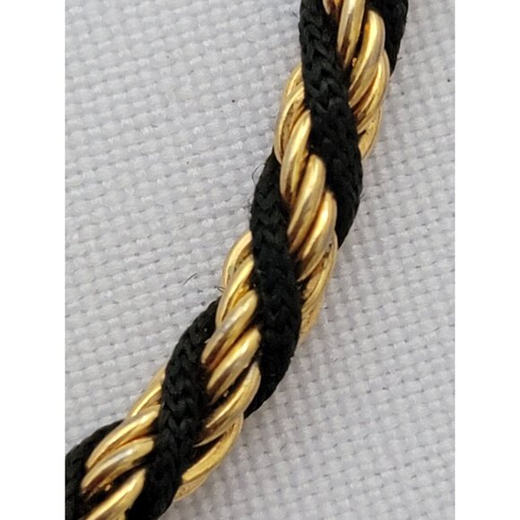 Vintage 1980’s Trifari Gold Tone and Black Rope 16” Necklace ESTATE - Picture 2 of 3